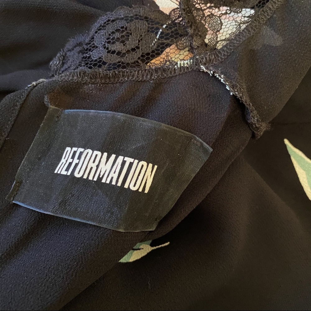 Reformation Black Floral Print Mini Dress - Picture 9 of 10